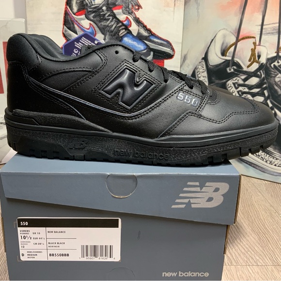 New Balance 550 Triple Black BB550BBB Sizes 10.5 Available Brand New - Picture 3 of 11